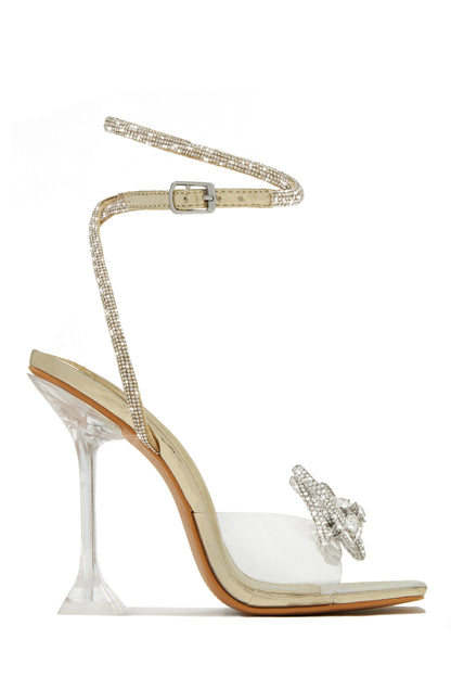 Amaria Embellished Bow Strap High Heels - Multi
