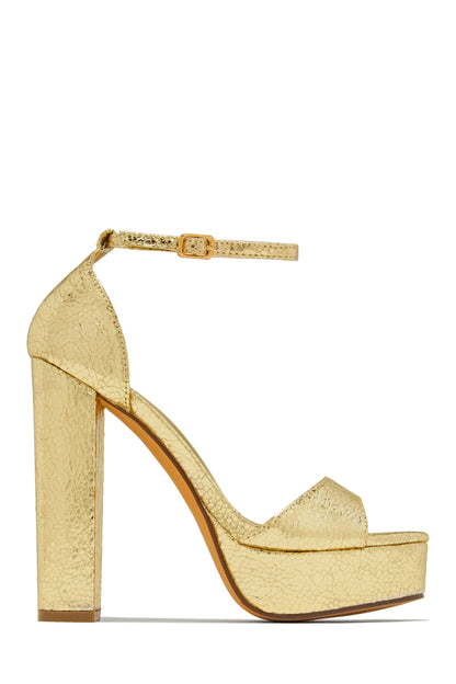 Party Up Platform Block High Heels - Silver