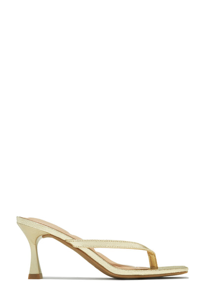 Angelie Mid Heel Mules - Gold
