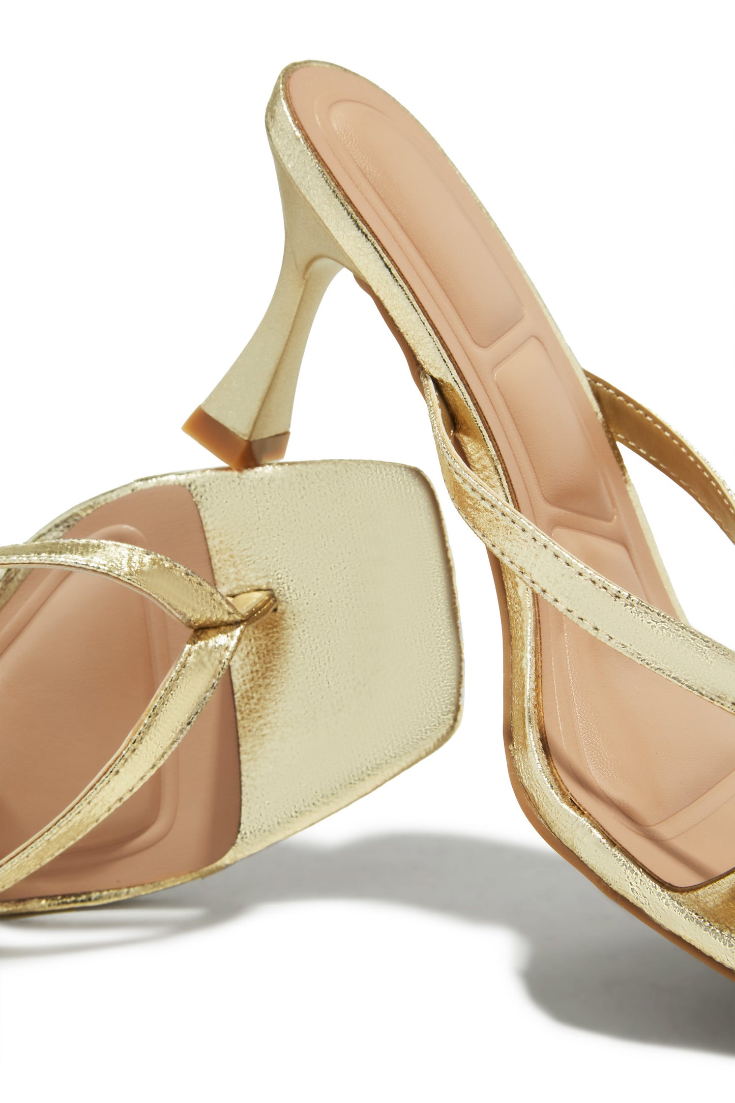 Angelie Mid Heel Mules - Gold
