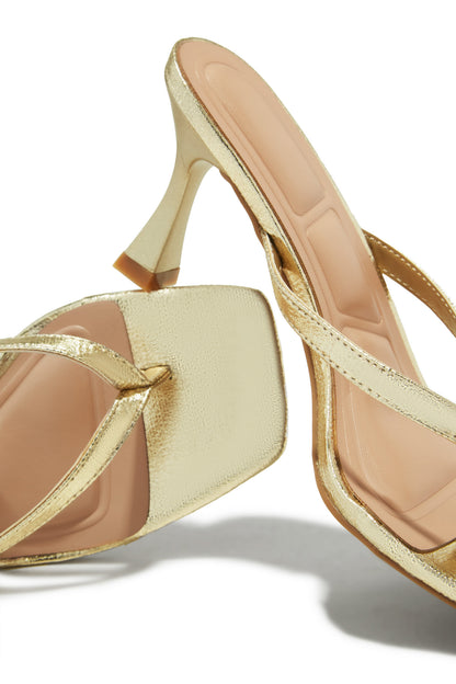 Angelie Mid Heel Mules - Gold