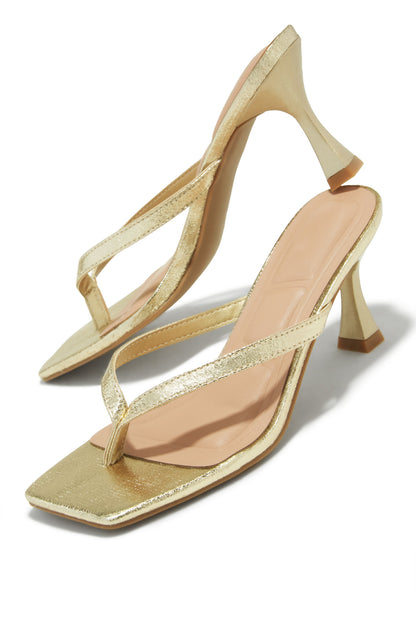 Angelie Mid Heel Mules - Gold