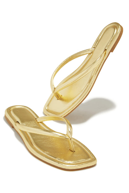 Slip Into Sunshine Thong Sandals - Gold