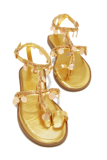 Absolute Paradise Chain Embellished Sandals - Black