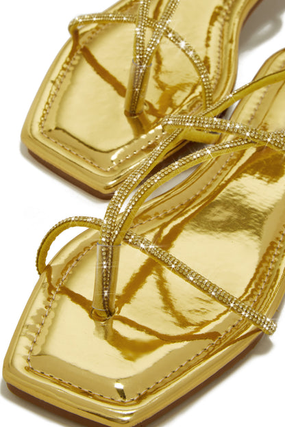 Luxury Oasis Embellished Lace Up Sandals - Gold