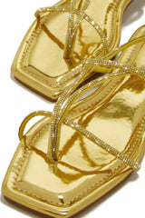 Luxury Oasis Embellished Lace Up Sandals - Gold