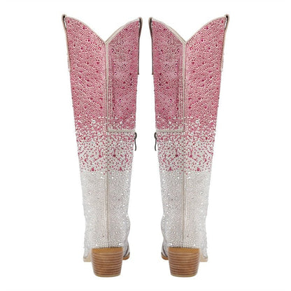 Gradient Rhinestone Cowboy Boots