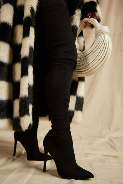 Groundbreaking Over The Knee High Heel Boots - Black