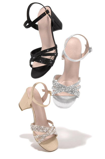 Special Guest Embellished Block Heels - Black