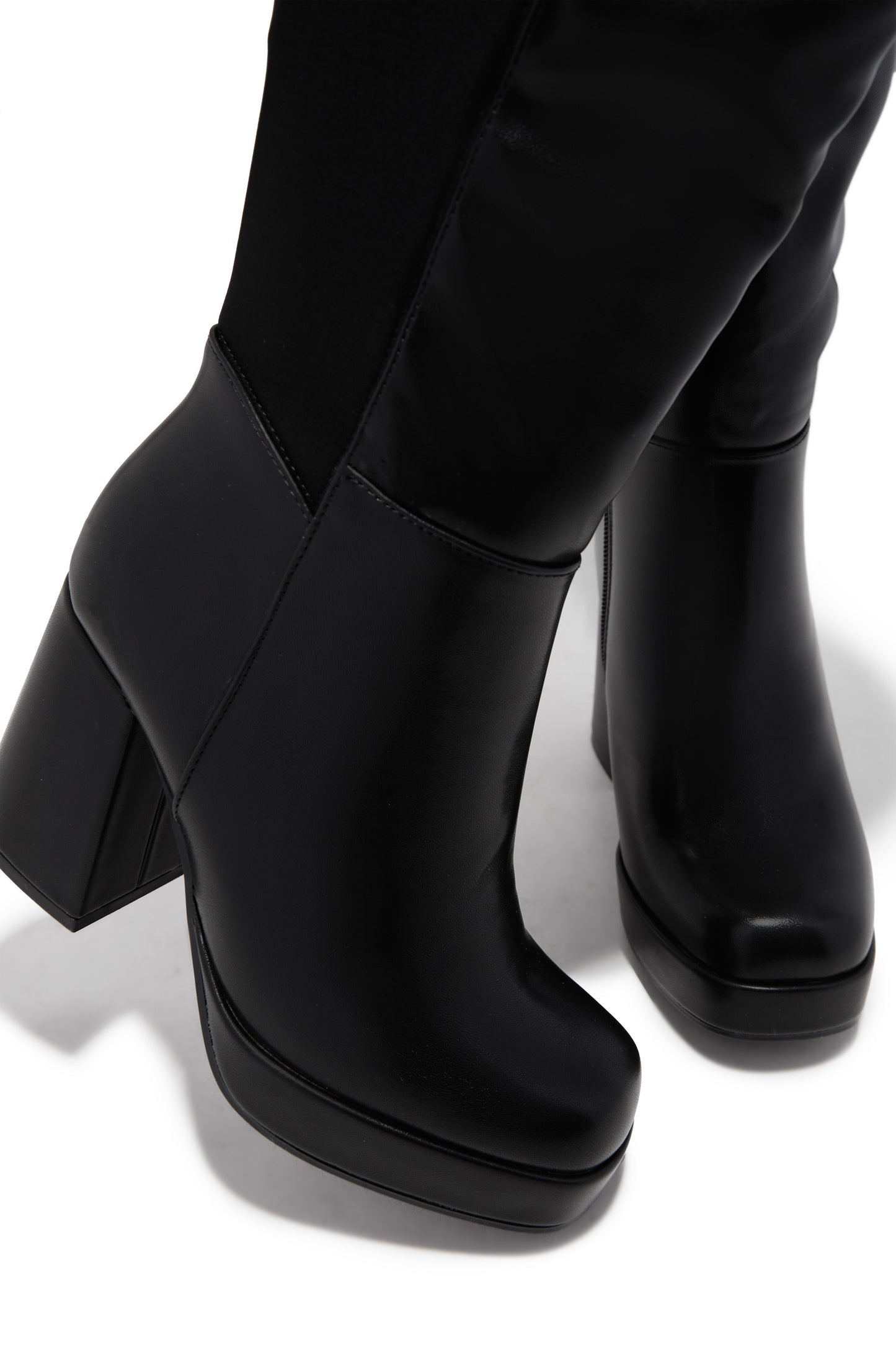 Harley Wide Fit Platform Block Heel Boots - Black