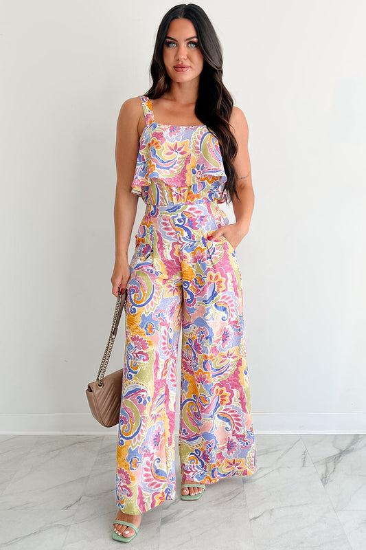 Colorful Imagination Printed Wide Leg Pants (Multi)
