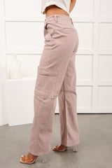 Kayden Mid Rise KanCan Cargo Jeans (Pink)
