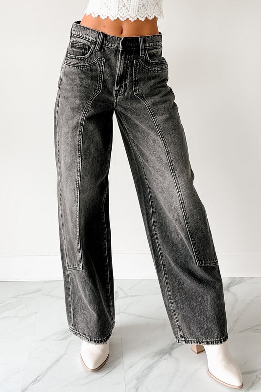 Julio High Rise Baggy Hidden Brand Jeans (Grey)