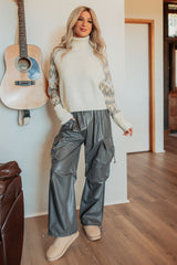 Don’t Be Shy Faux Leather Cargo Pants (Grey)