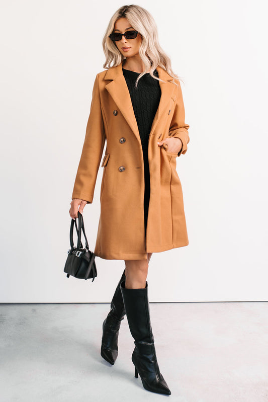 Downtown Drift Button Up Lightweight Coat (Camel)