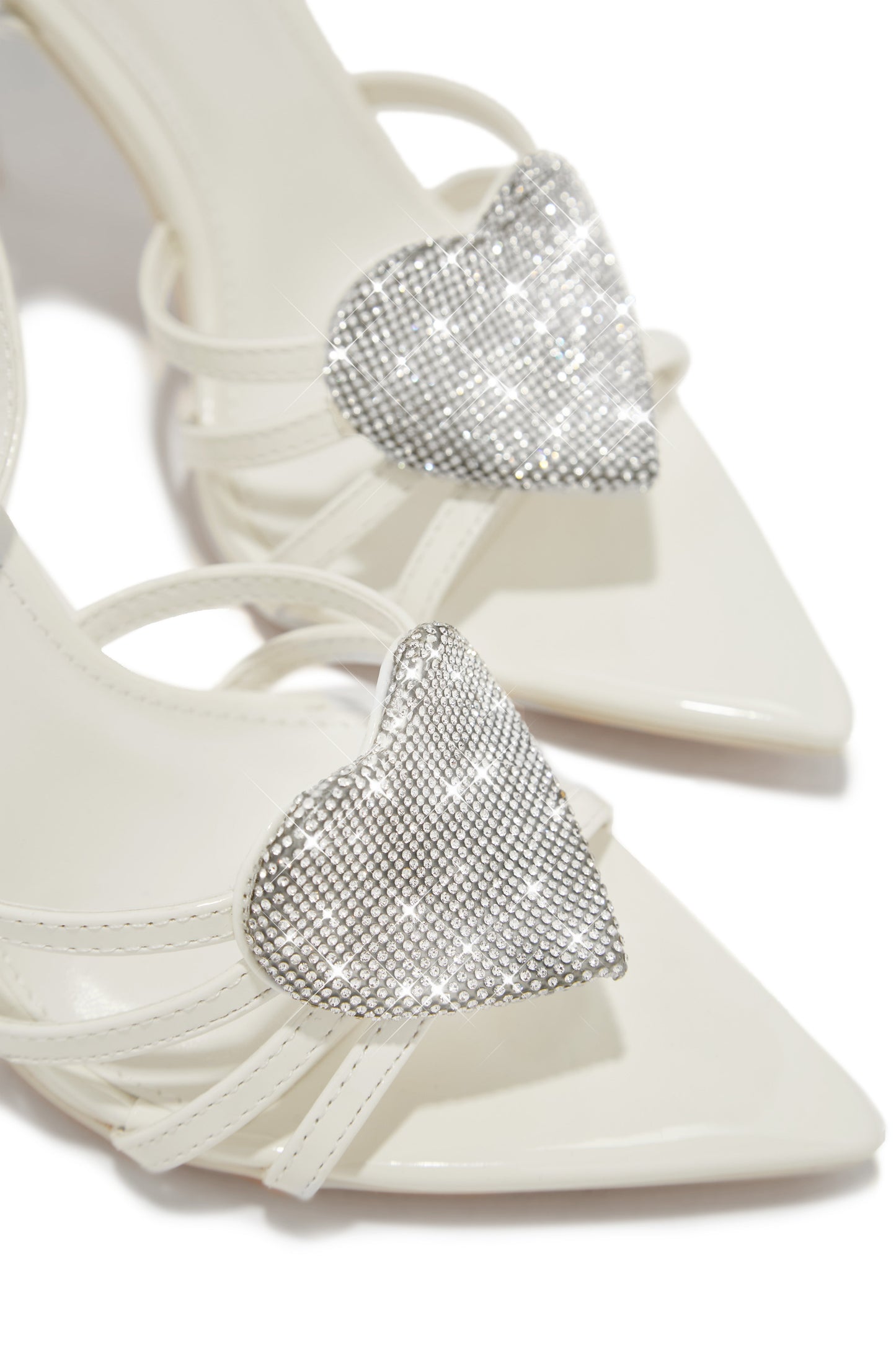 Heartbreaker Heart Embellished High Heels - Cream