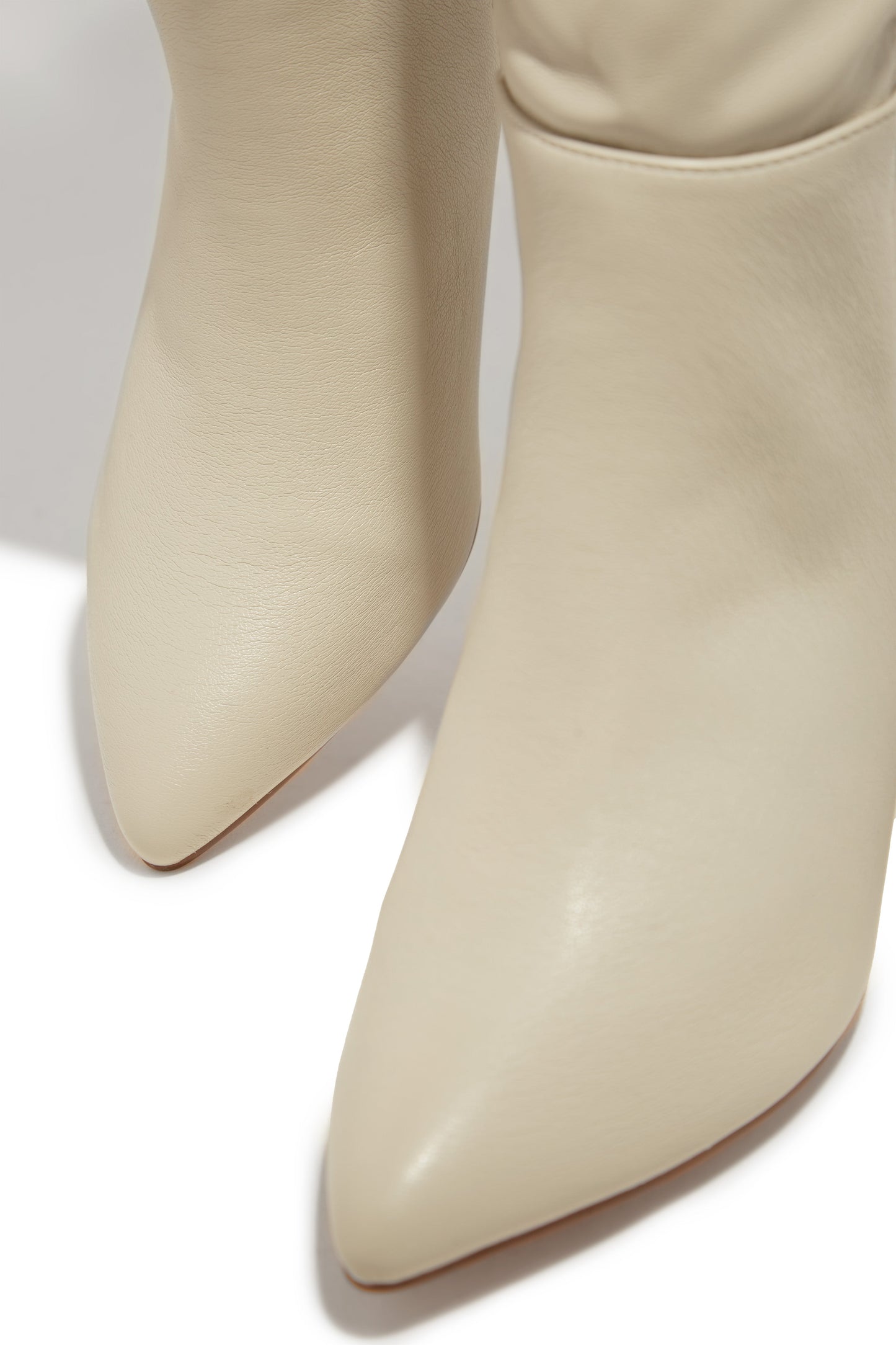 Portia Knee High Heel Boots - Bone