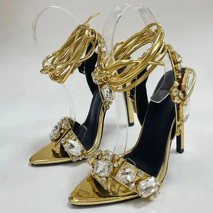 Jewels Ankle Strap High Sandals
