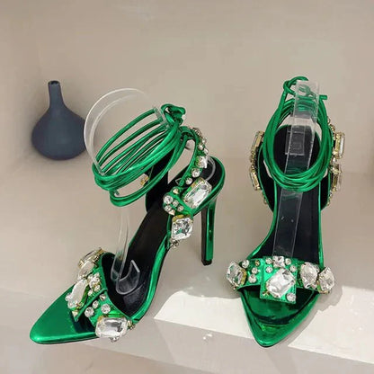 Jewels Ankle Strap High Sandals