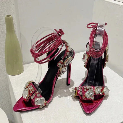 Jewels Ankle Strap High Sandals