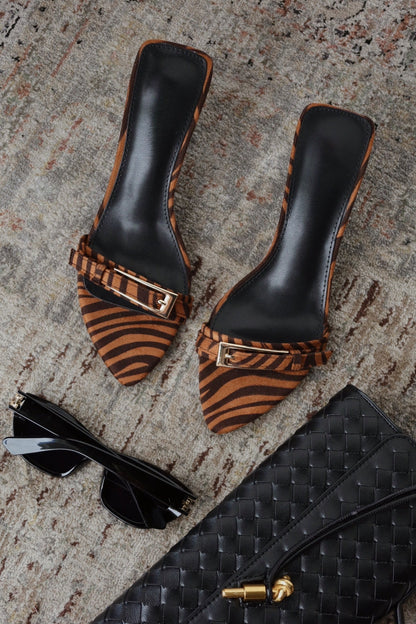 Karyn Mid Heel Mules - Tiger