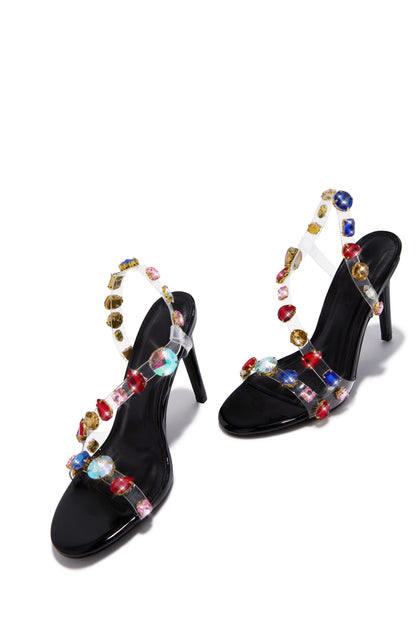 Kiah Embellished Slingback Heels - Black