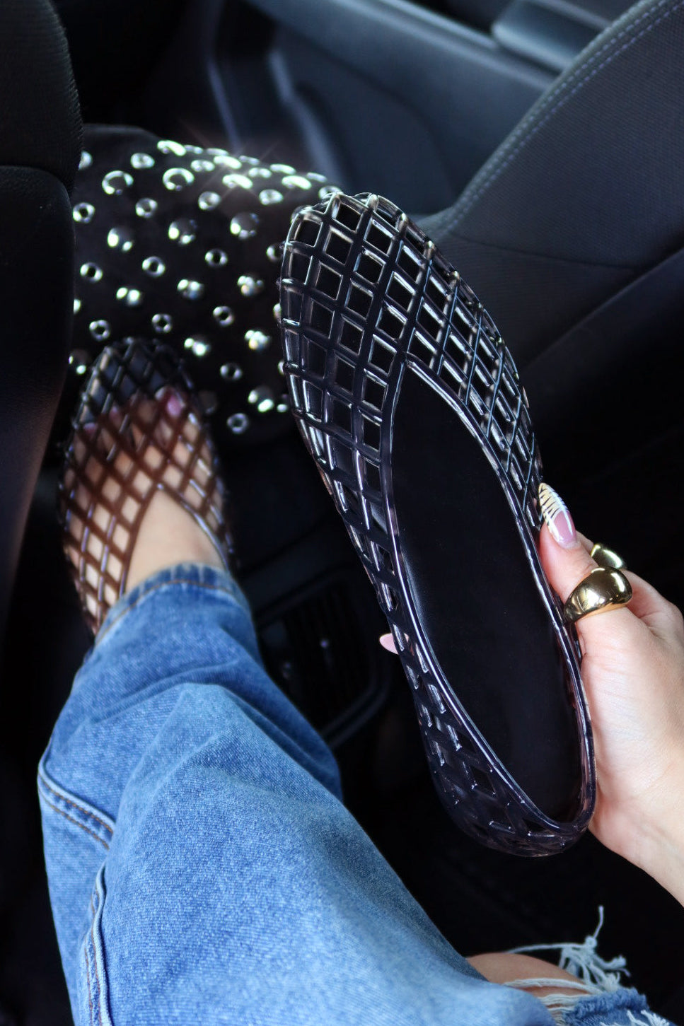 Layla Jelli Flats - Black