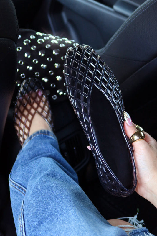 Layla Jelli Flats - Black
