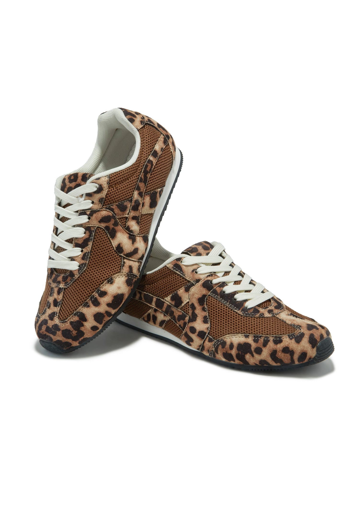 Downtown Stroll Lace Up Sneakers - Leopard