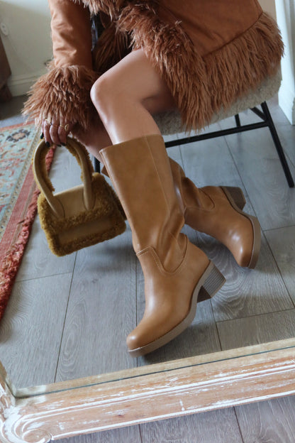 Midnight Icon Below The Knee Moto Boots - Camel