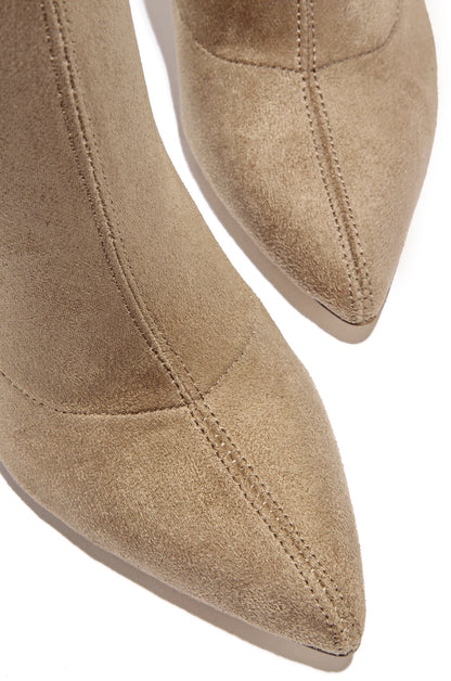 Set The Bar Over The Knee Block High Heel Boots - Taupe