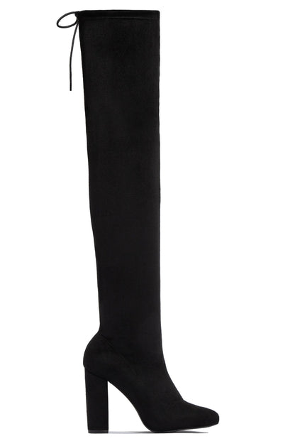 Set The Bar Over The Knee Block High Heel Boots - Black