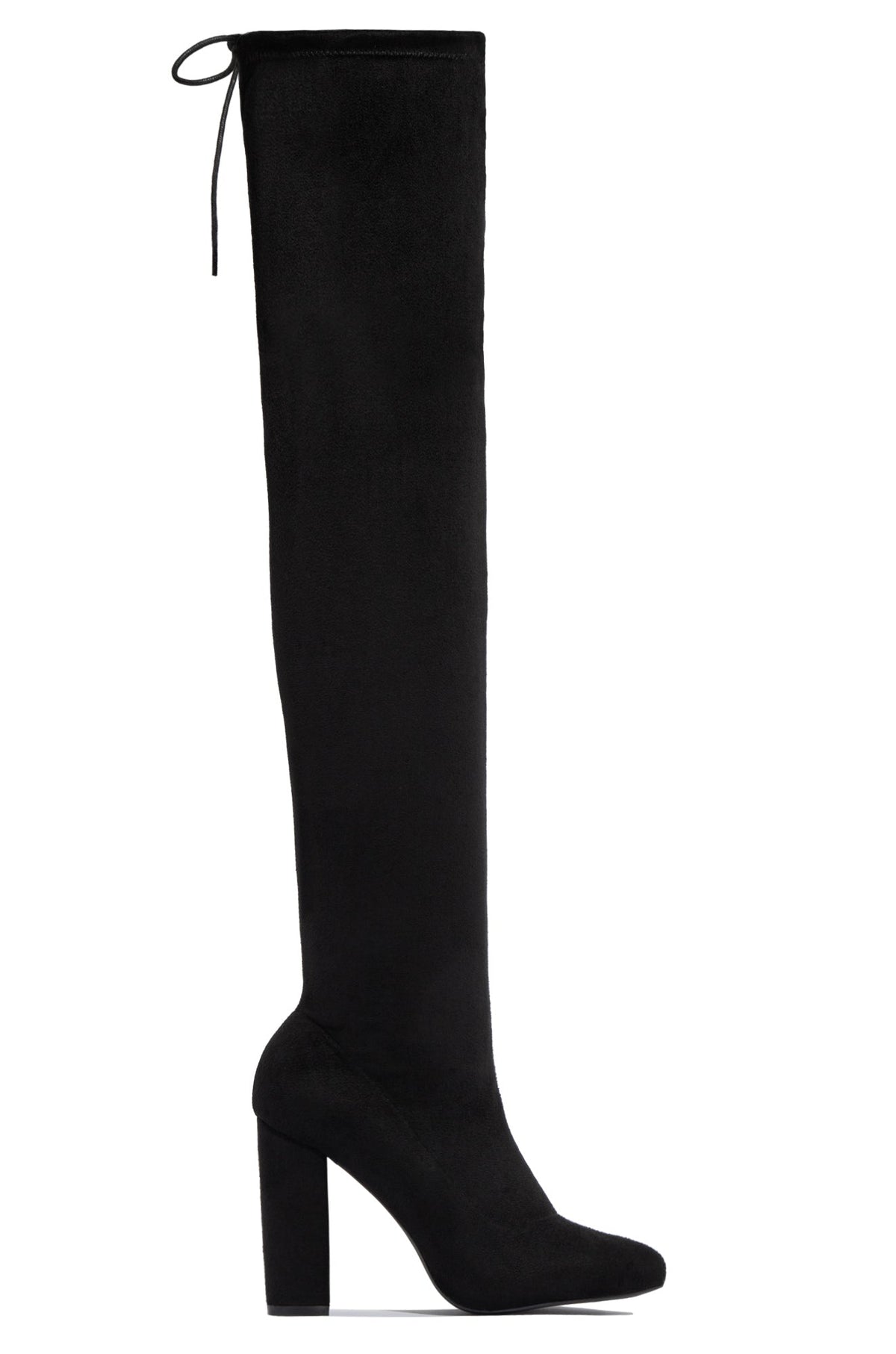 Set The Bar Over The Knee Block High Heel Boots - Black