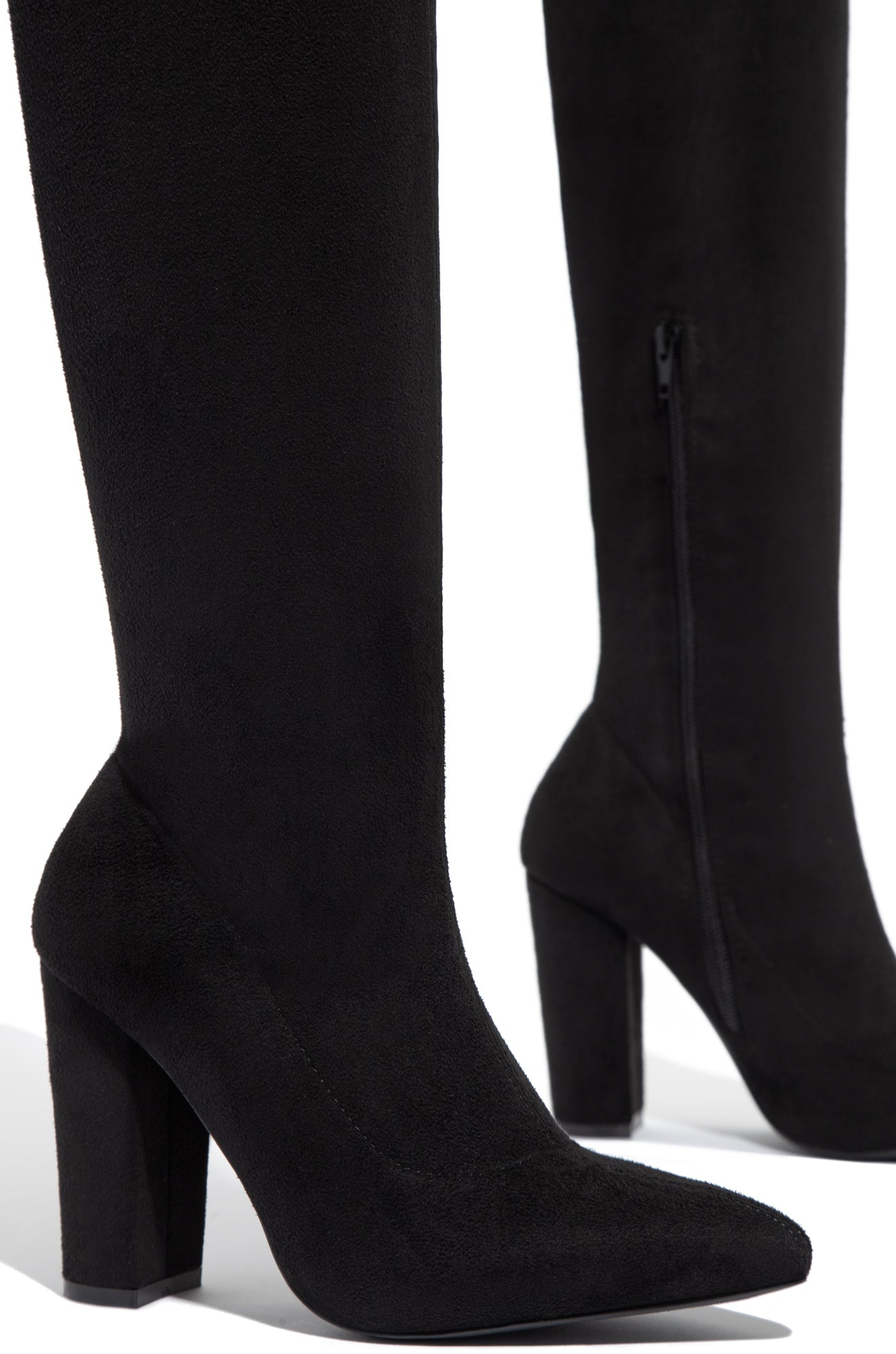 Set The Bar Over The Knee Block High Heel Boots - Black