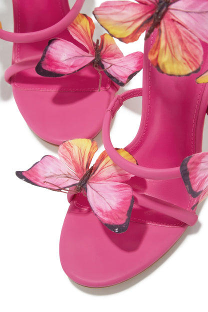 Butterfly Kisses Around The Ankle Coil Heels - Pink