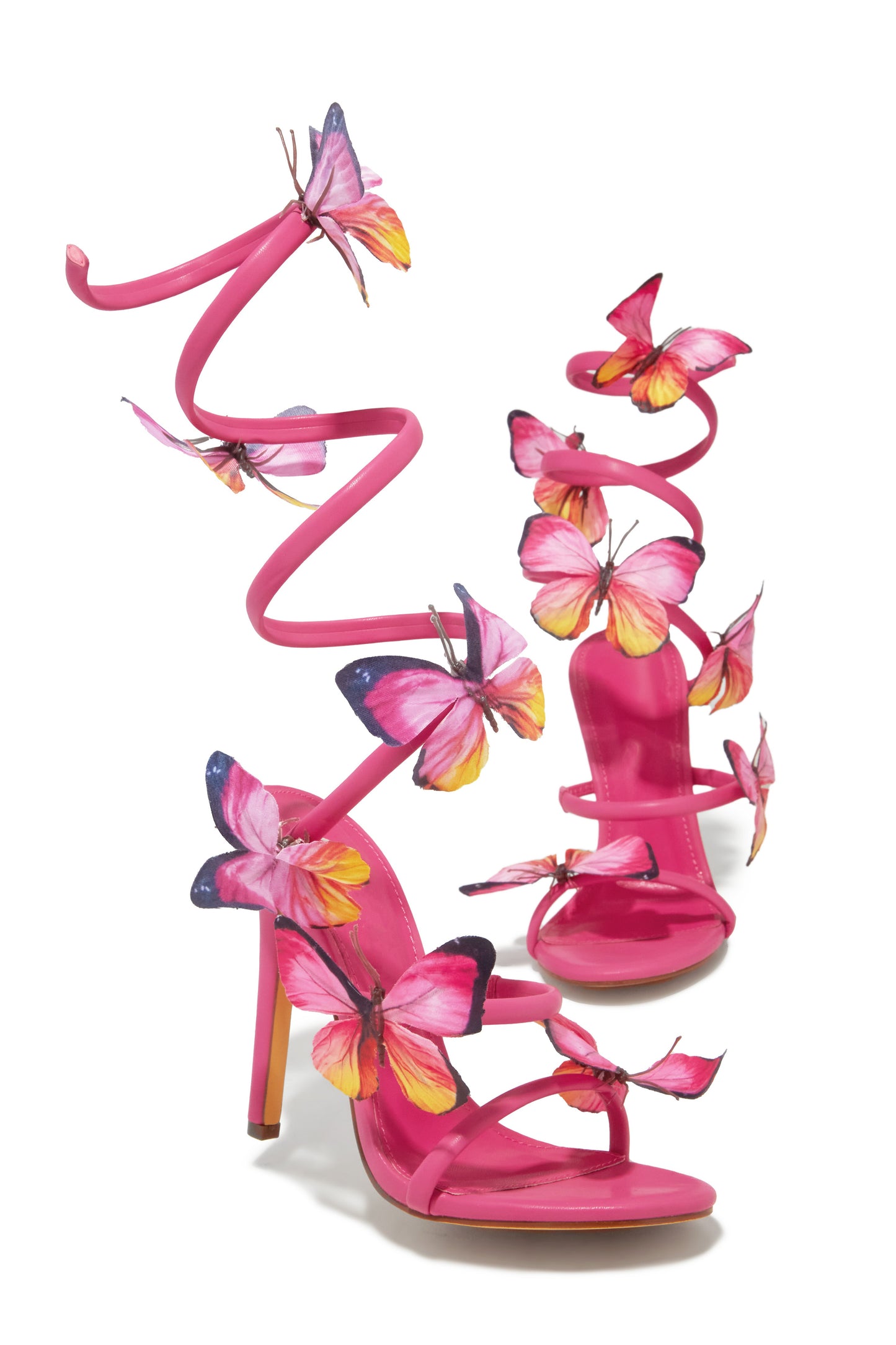 Butterfly Kisses Around The Ankle Coil Heels - Pink