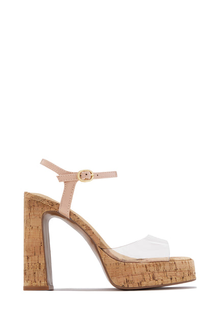 Catalina Platform Chunky Heels - Nude