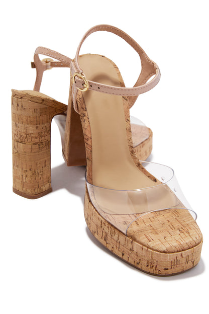 Catalina Platform Chunky Heels - Nude