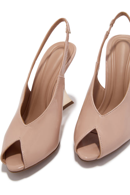 Molly Peep Toe Wedges - Nude