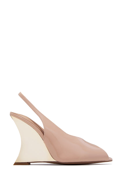 Molly Peep Toe Wedges - Nude