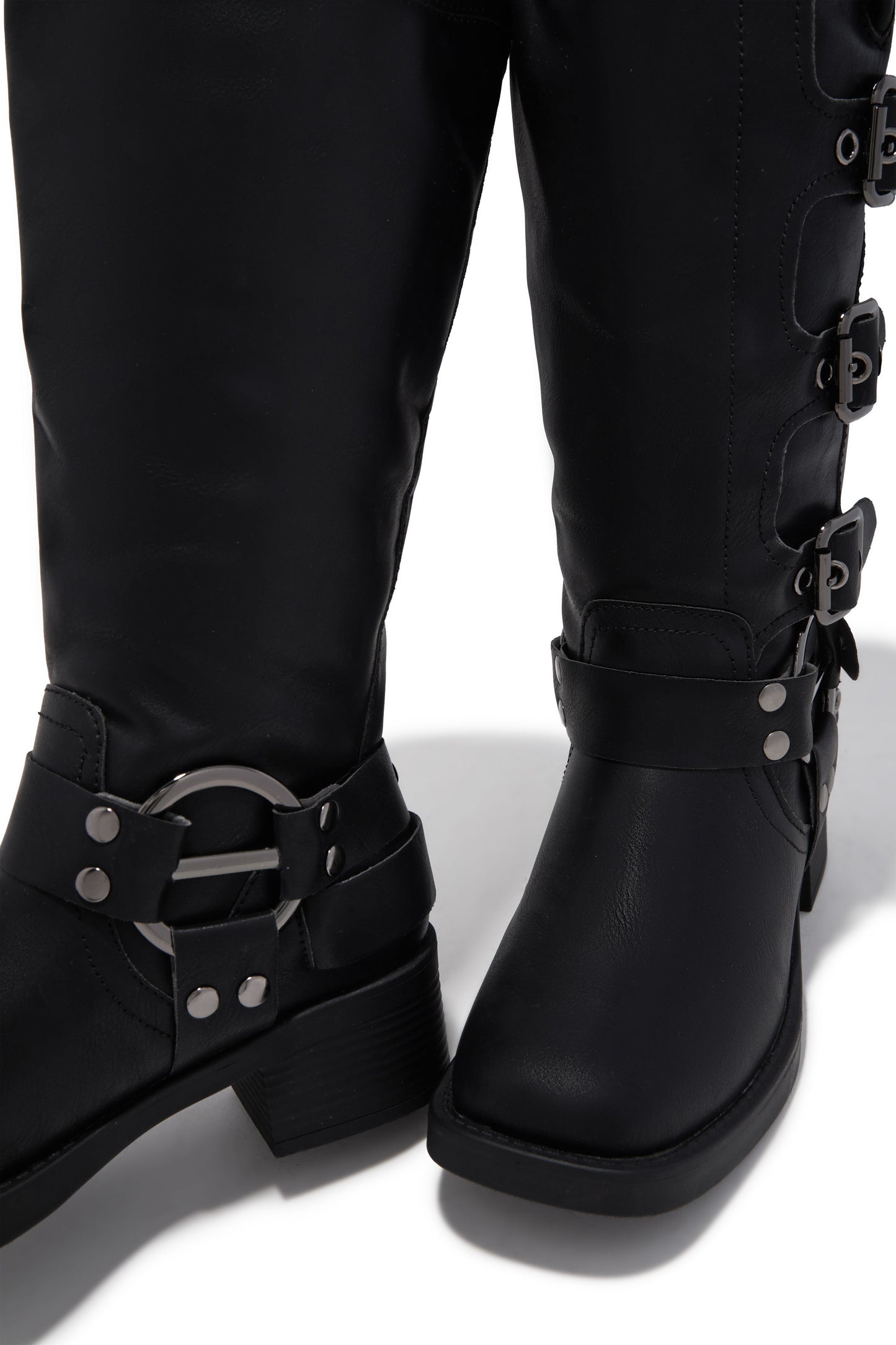 Prettiest Problem Below The Knee Moto Boots - Black
