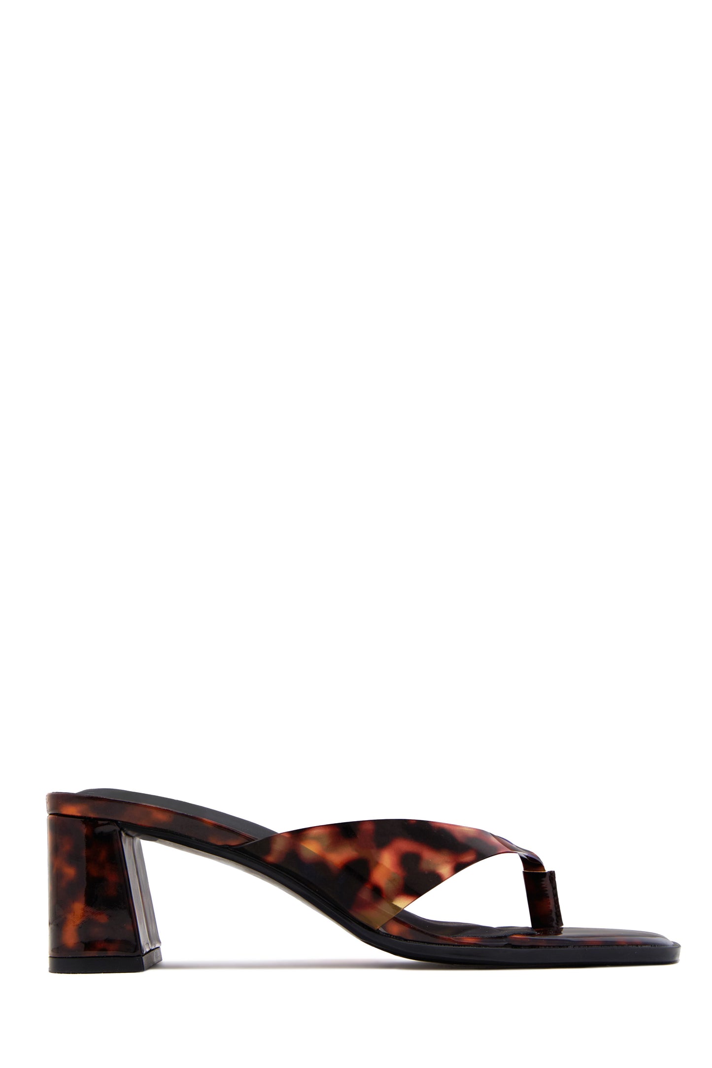 Destiny Thong Strap Chunky Mid Heels - Tortoise