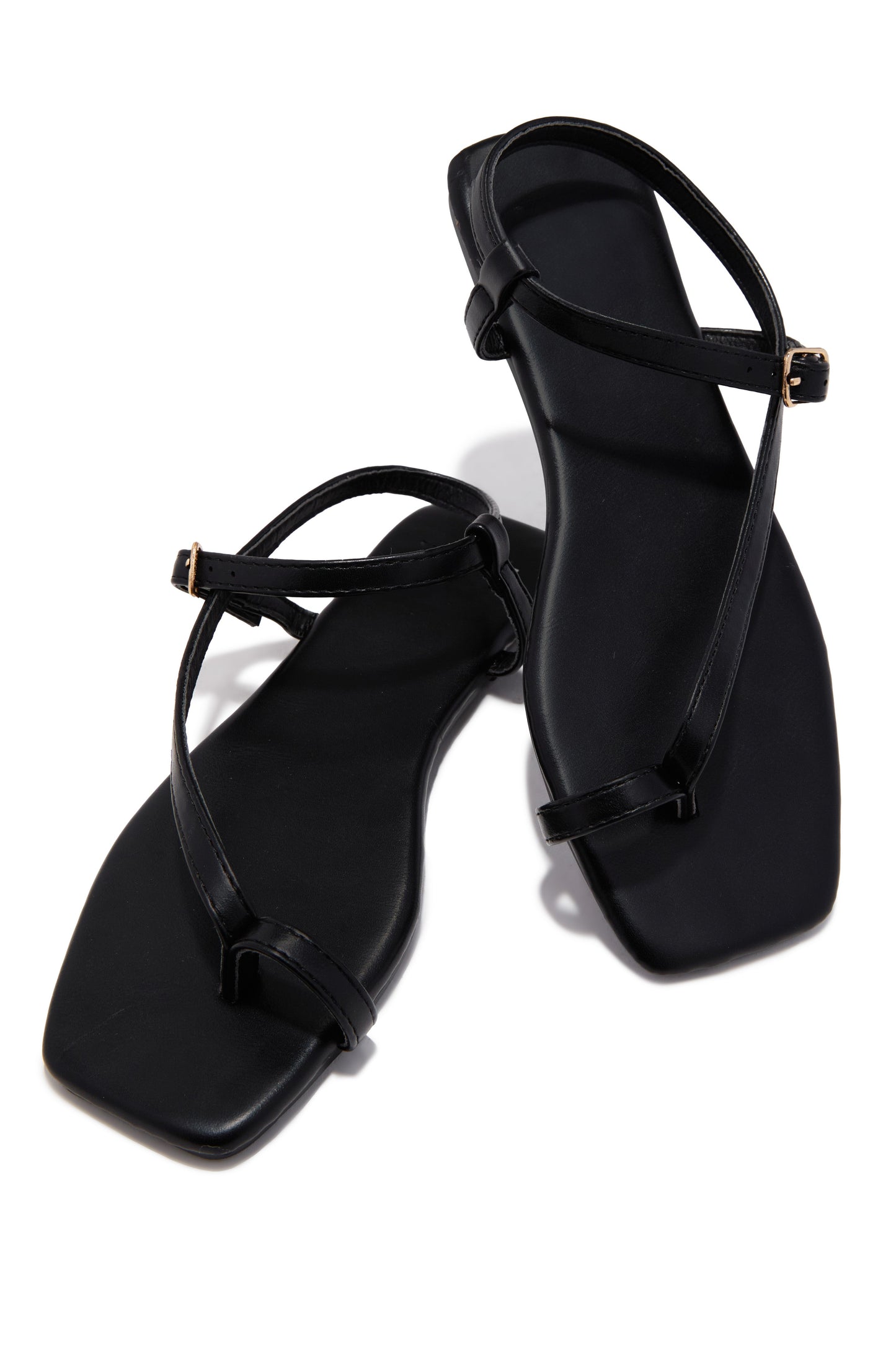 Monet Flat Strappy Sandals - Black