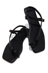 Monet Flat Strappy Sandals - Black