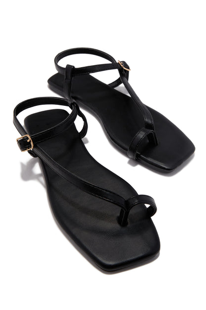Monet Flat Strappy Sandals - Black