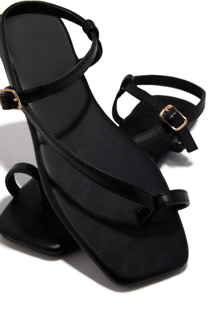 Monet Flat Strappy Sandals - Black