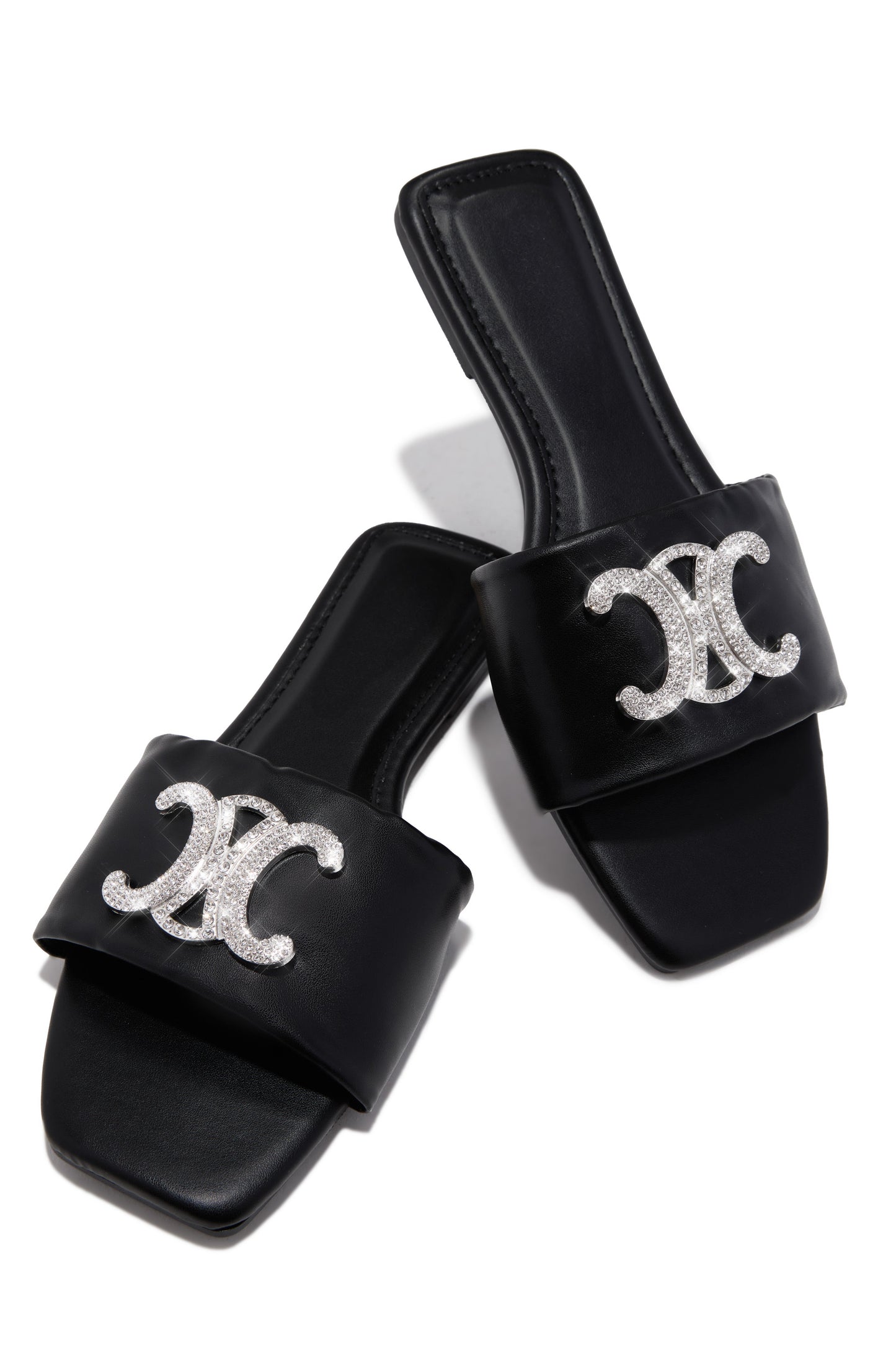 Ceci Flat Slip On Sandals - Black