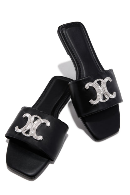 Ceci Flat Slip On Sandals - Black
