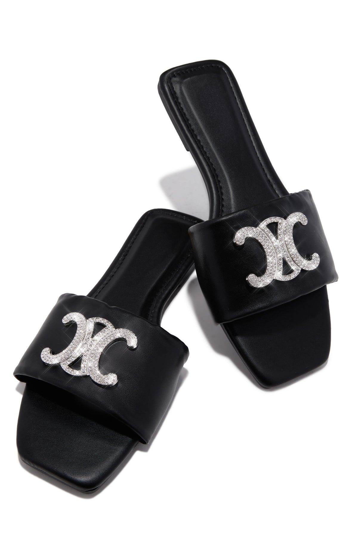 Ceci Flat Slip On Sandals - Black