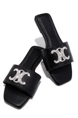 Ceci Flat Slip On Sandals - Black